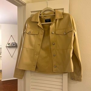 Cream leather cropped jacket